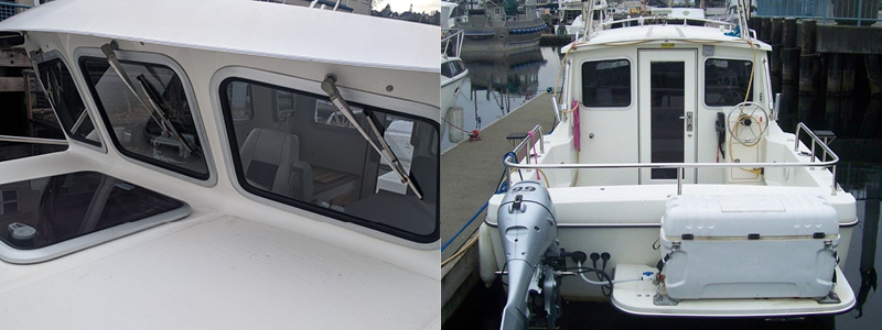 Sea Sport 2400 built in window defrost and custom handrails